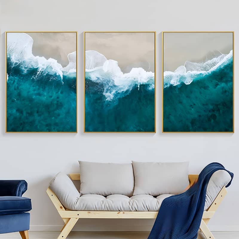 Diamond Painting 3 teilig - Welle des Ozeans - gedruckt in Ultra-HD - multi3