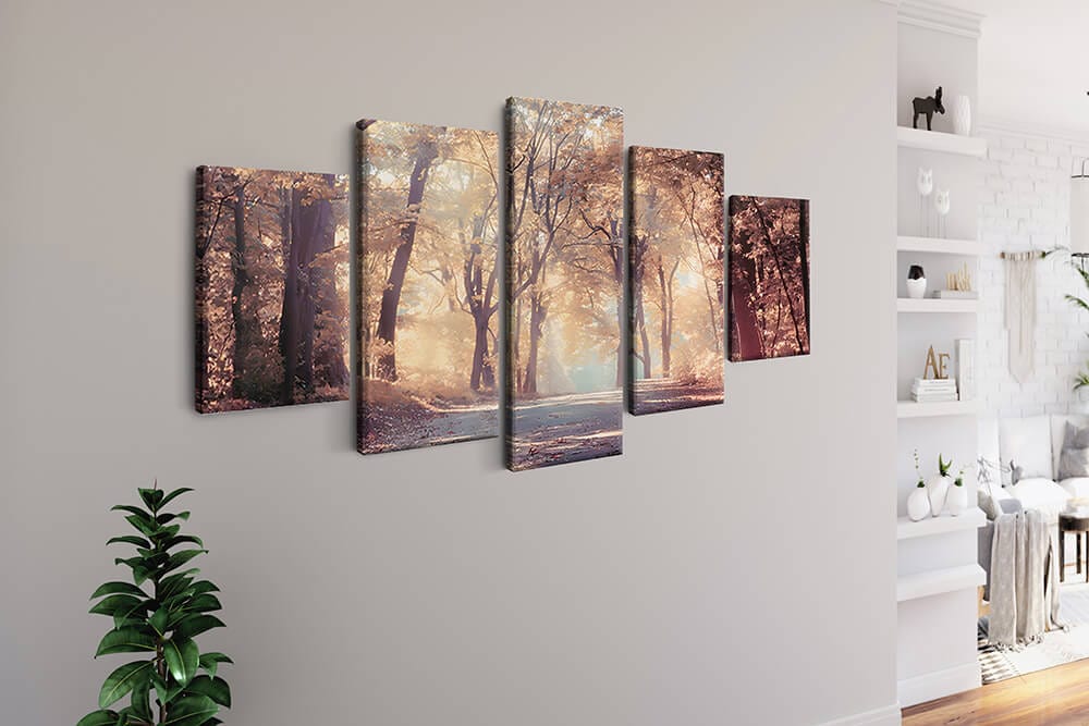Diamond Painting 5 teilig - Allee im Herbstlicht - gedruckt in Ultra-HD - multi5