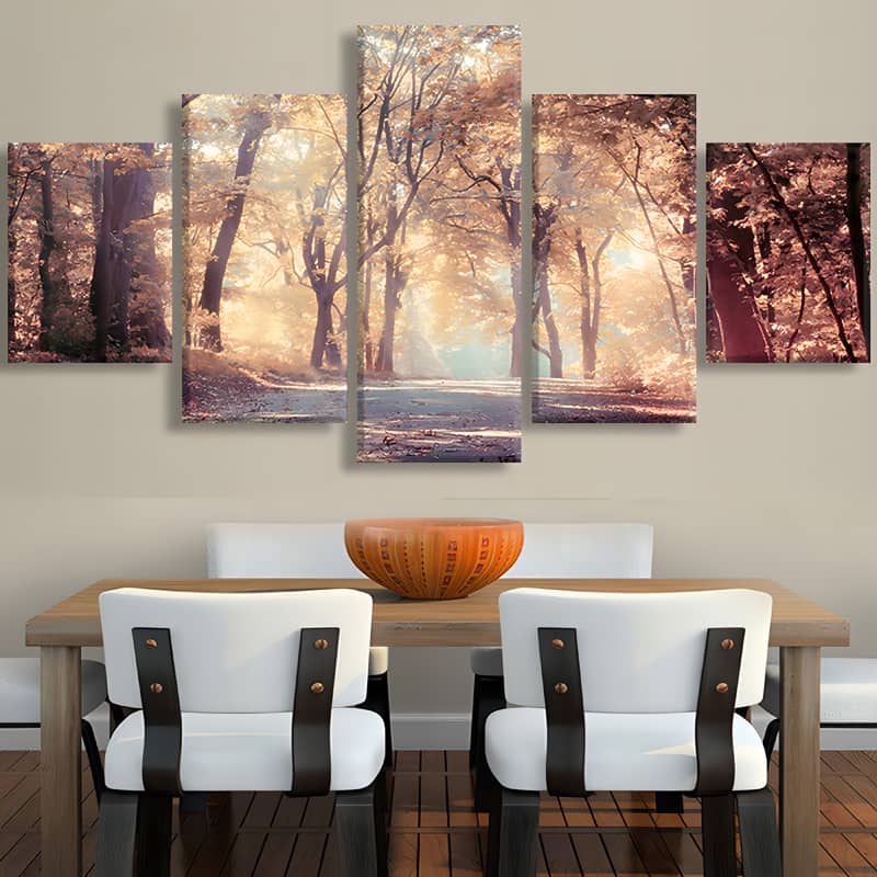 Diamond Painting 5 teilig - Allee im Herbstlicht - gedruckt in Ultra-HD - multi5