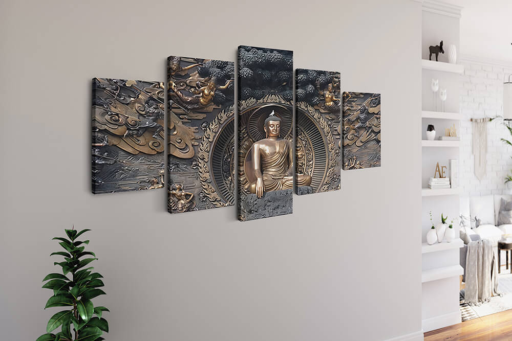 Diamond Painting 5 teilig - Buddha, Eindrucksvoll elegant - gedruckt in Ultra-HD - multi5