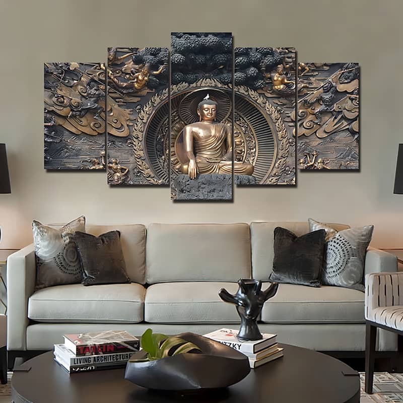 Diamond Painting 5 teilig - Buddha, Eindrucksvoll elegant - gedruckt in Ultra-HD - multi5