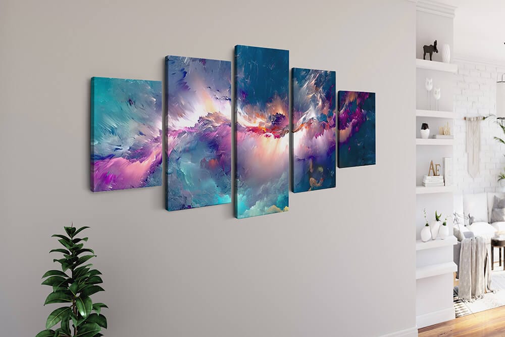 Diamond Painting 5 teilig - Drachenblitz, Wolken - gedruckt in Ultra-HD - multi5