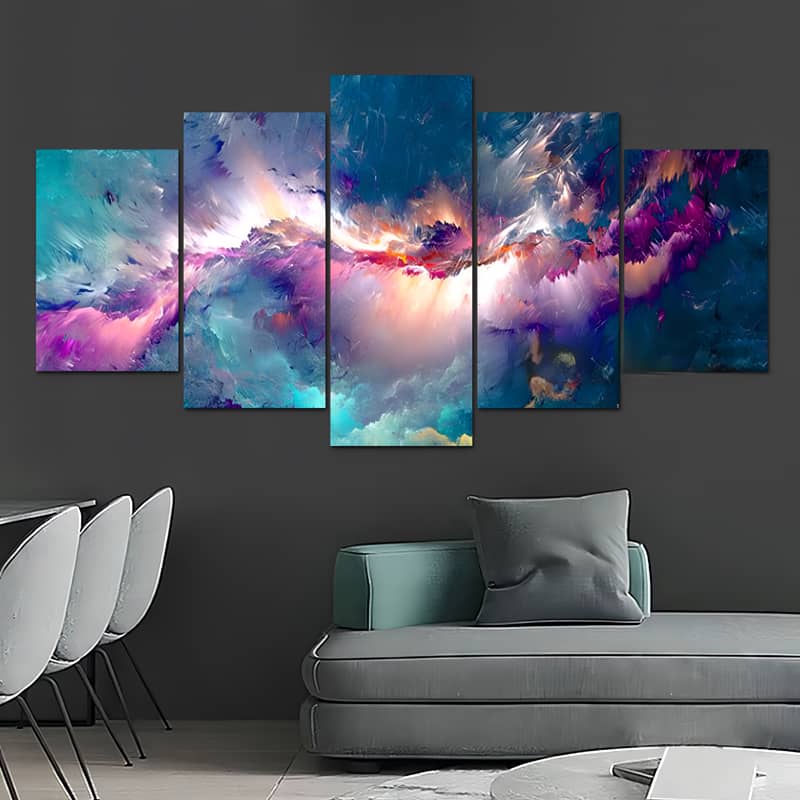 Diamond Painting 5 teilig - Drachenblitz, Wolken - gedruckt in Ultra-HD - multi5