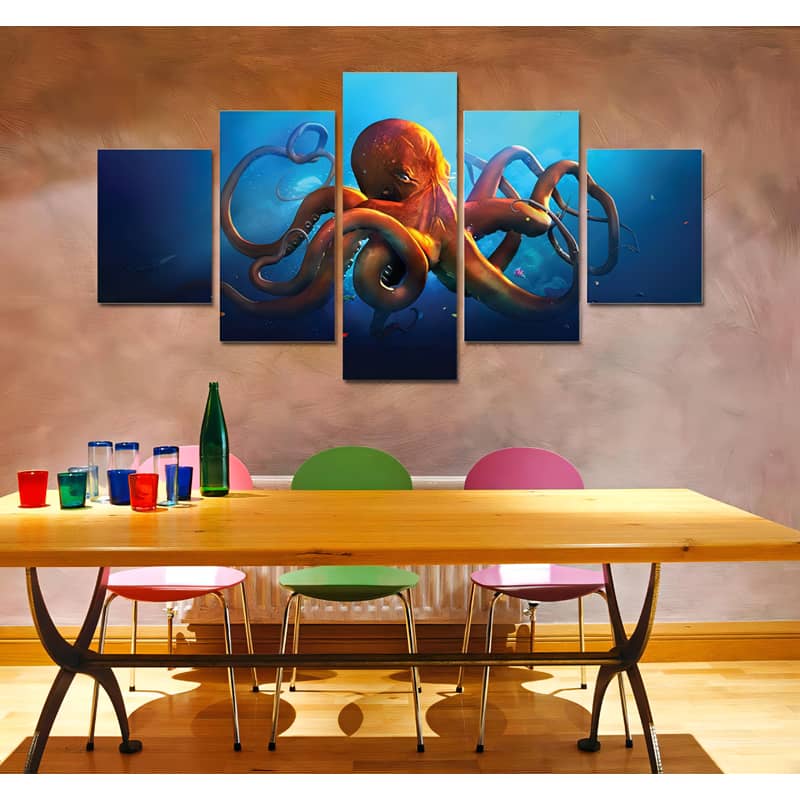 Diamond Painting 5 teilig - Eindrucksvolle Welt der Krake - gedruckt in Ultra-HD - multi5