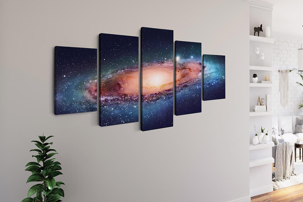 Diamond Painting 5 teilig - Weltall, Leuchtende Galaxy - gedruckt in Ultra-HD - multi5