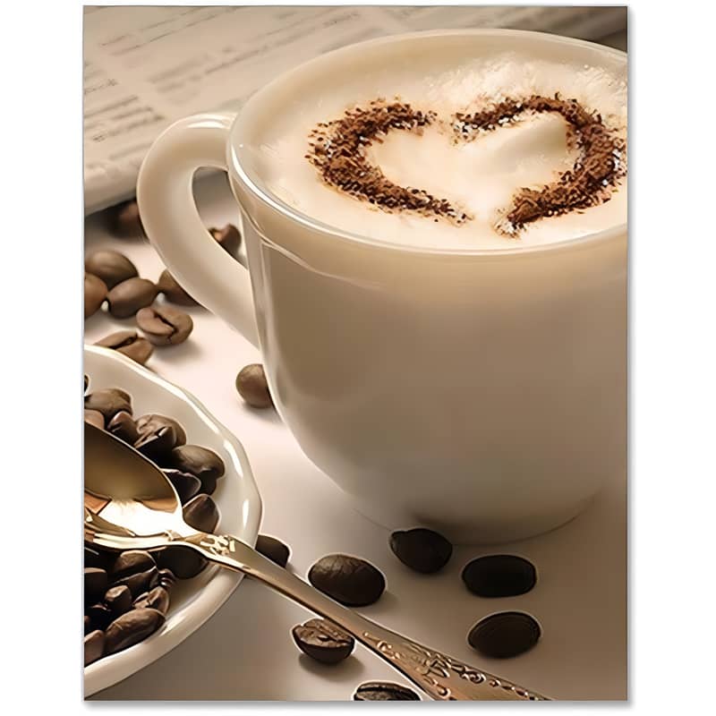 Diamond Painting - Cappuccino Herz - gedruckt in Ultra-HD - kaffee, küche