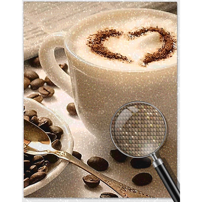 Diamond Painting - Cappuccino Herz - gedruckt in Ultra-HD - kaffee, küche