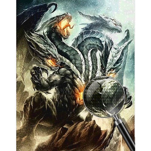 Diamond Painting - Eindrucksvoller Drache - gedruckt in Ultra-HD - drachen, fantasy