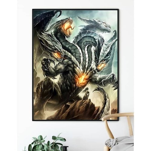 Diamond Painting - Eindrucksvoller Drache - gedruckt in Ultra-HD - drachen, fantasy