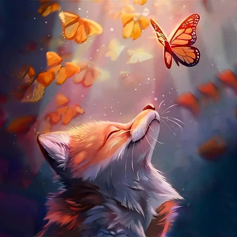 Diamond Painting - Fuchs und Schmetterling - gedruckt in Ultra-HD - fuchs, schmetterlinge, startbestseller, tiere
