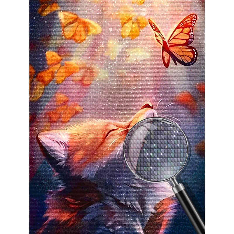 Diamond Painting - Fuchs und Schmetterling - gedruckt in Ultra-HD - fuchs, schmetterlinge, startbestseller, tiere