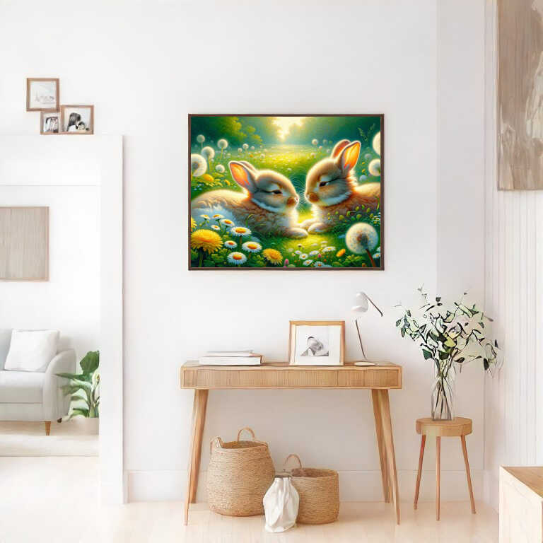 Diamond Painting - Kuschelnde Kaninchen