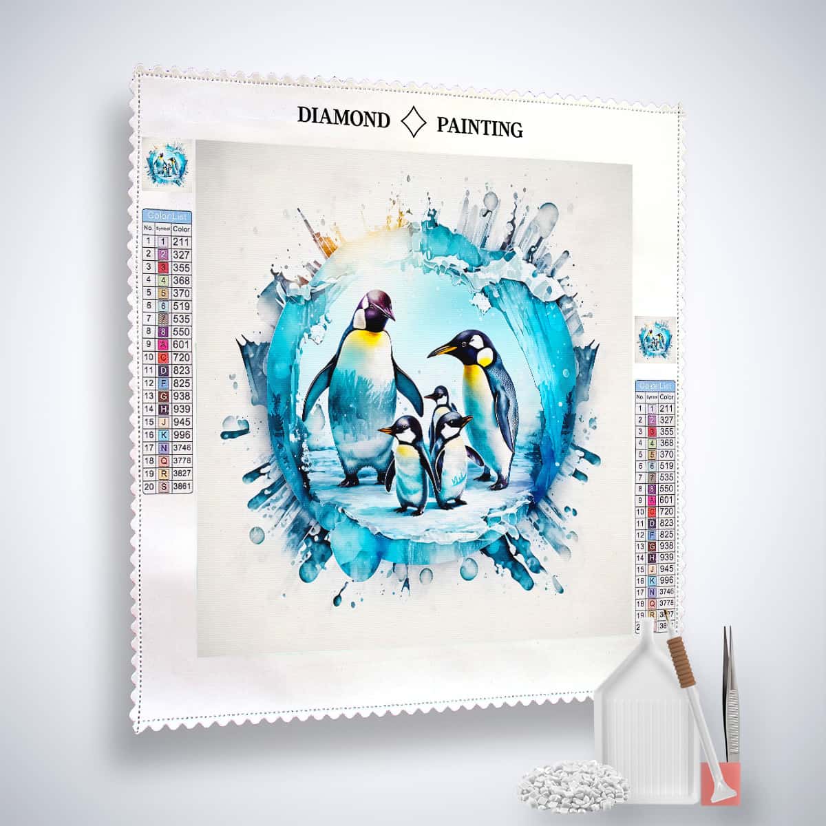 Diamond Painting - Pinguine im Eis - gedruckt in Ultra-HD - Neu eingetroffen, Pinguin, Quadratisch, Tiere