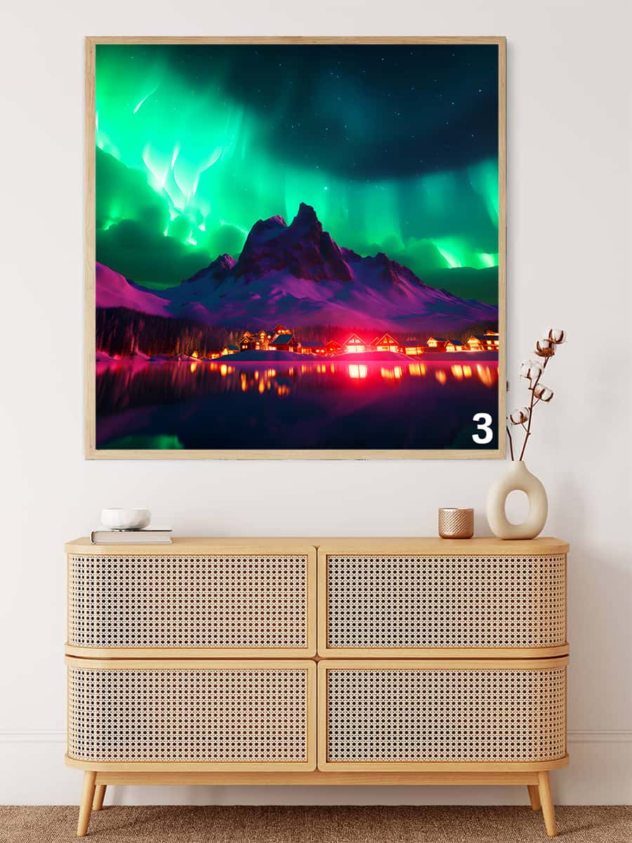 AB Diamond Painting - Nordlichter über der Stadt - gedruckt in Ultra-HD - AB Diamond, Aurora Borialis, Neu eingetroffen, Nordlichter, Quadratisch, Univerrsum