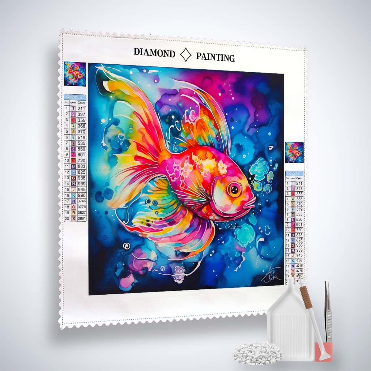Diamond Painting - Goldfisch Abstrakt - gedruckt in Ultra-HD - Abstrakt, Fische, Neu eingetroffen, Quadratisch