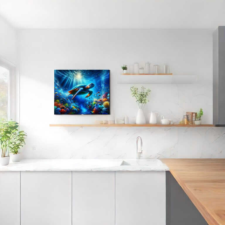 Diamond Painting - Schildkröte mit Fischen