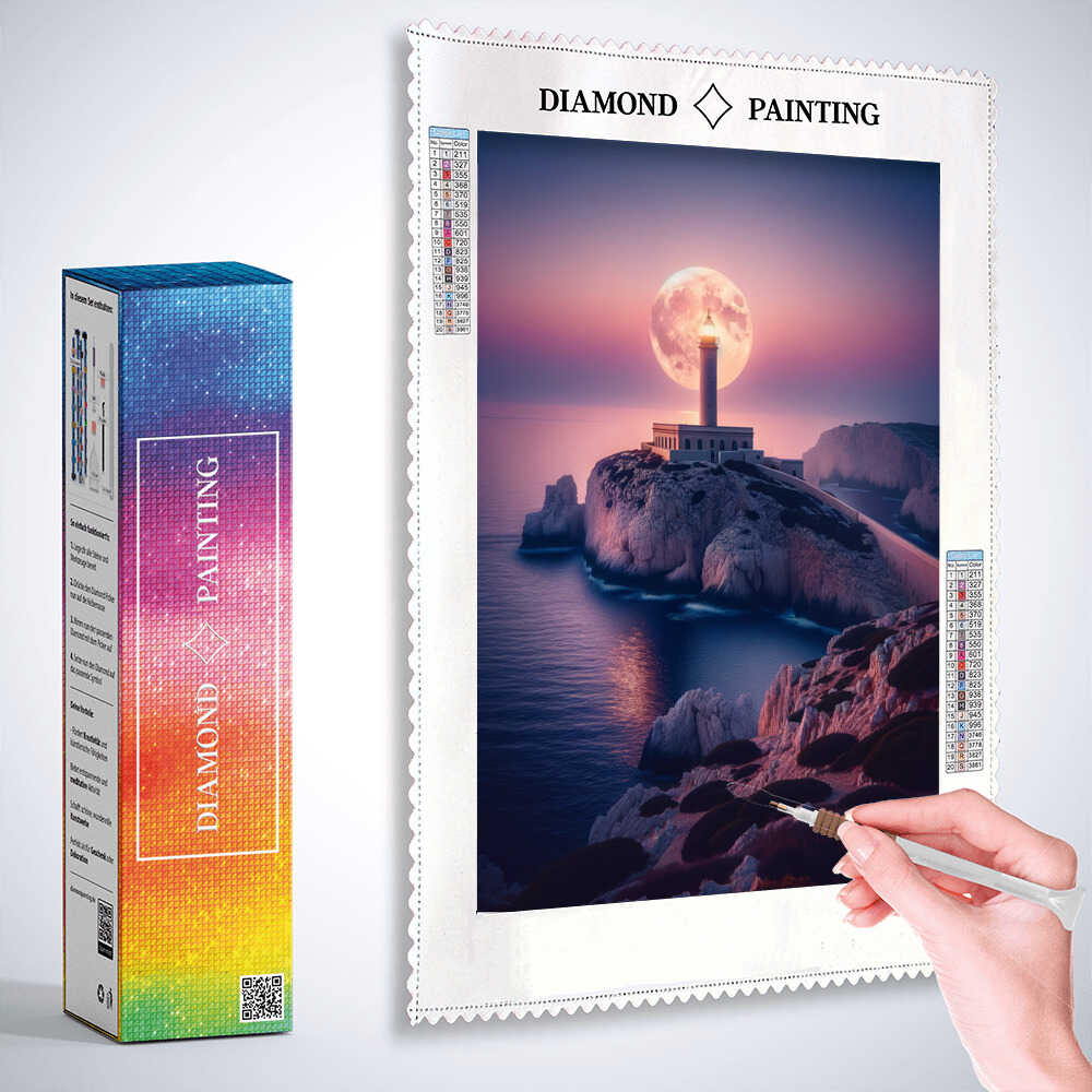 Diamond Painting - Leuchtturm, Vollmond