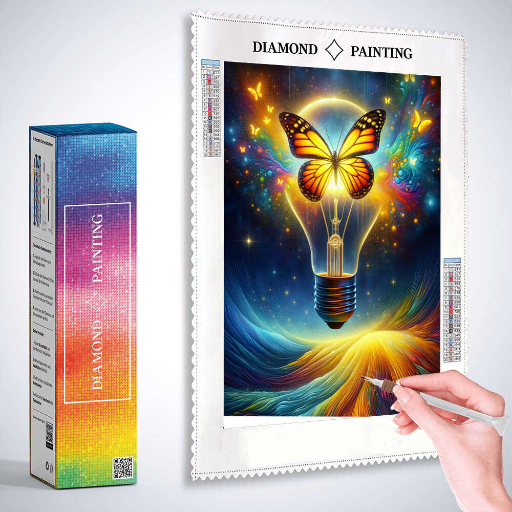 Diamond Painting - Schmetterling in Glühbirne