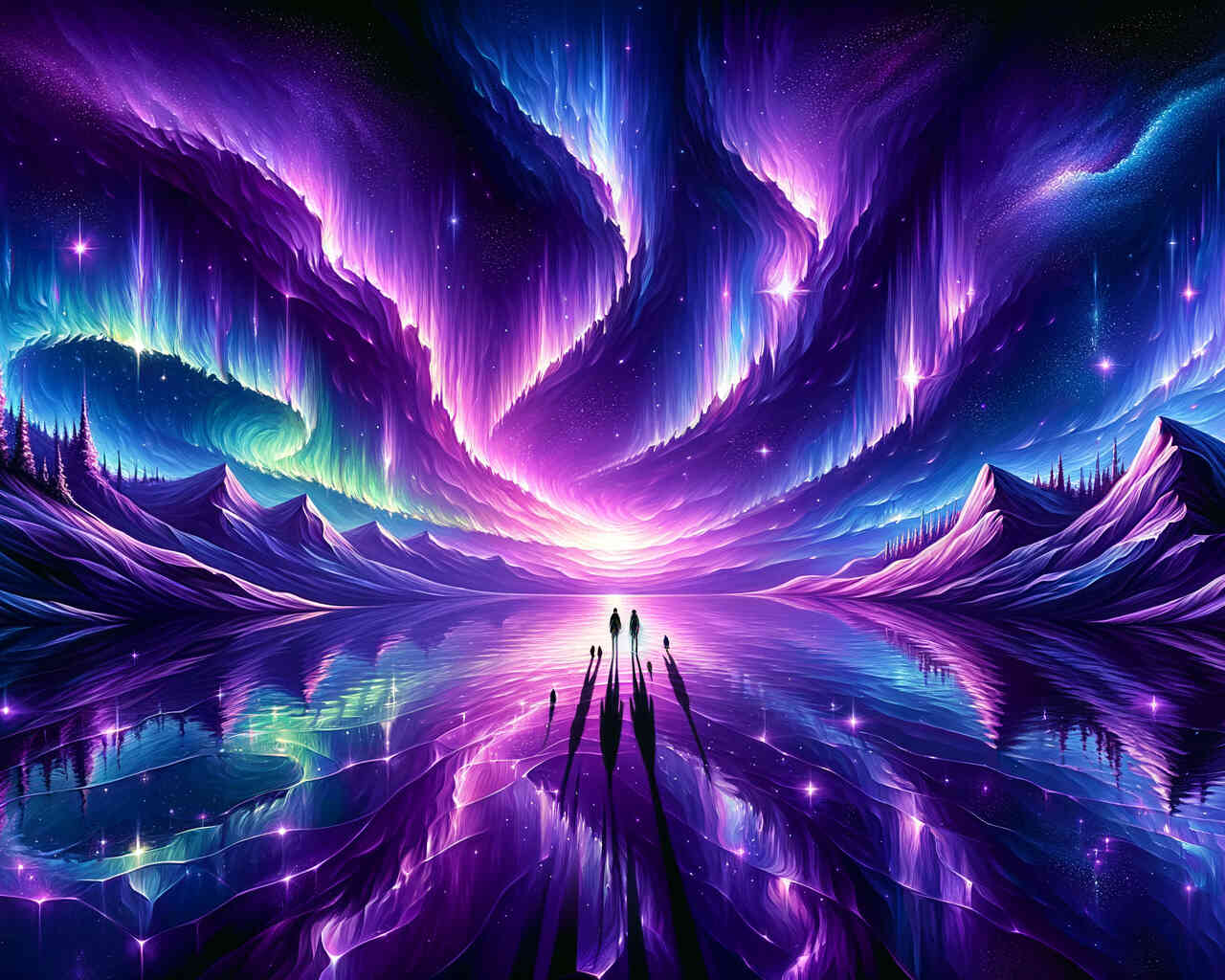 Diamond Painting - Polarlichter in Lila