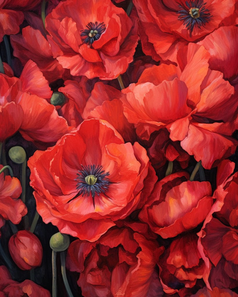 Ein Strauß roter Mohnblumen