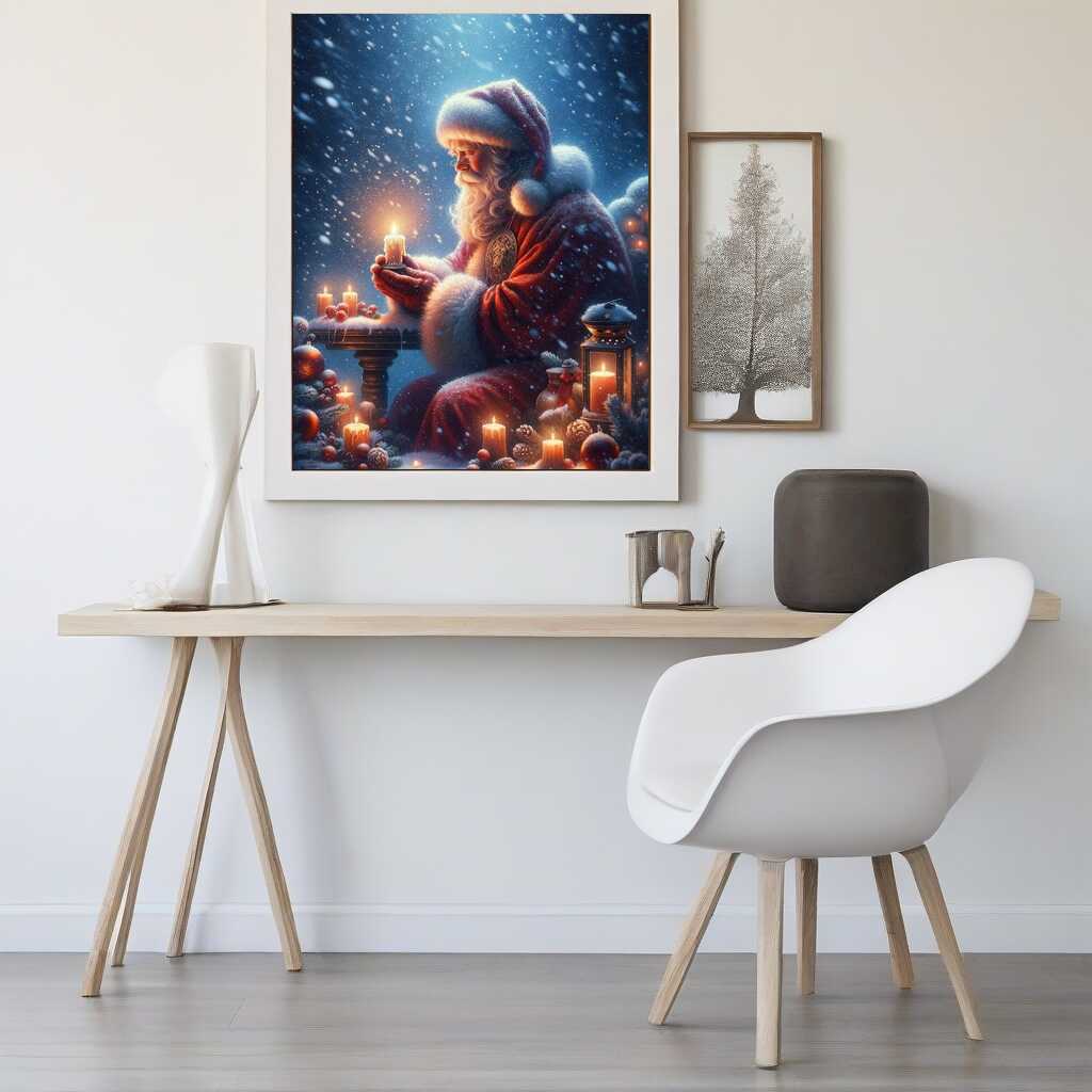 Diamond Painting - Weihnachtsmann im Schneefall
