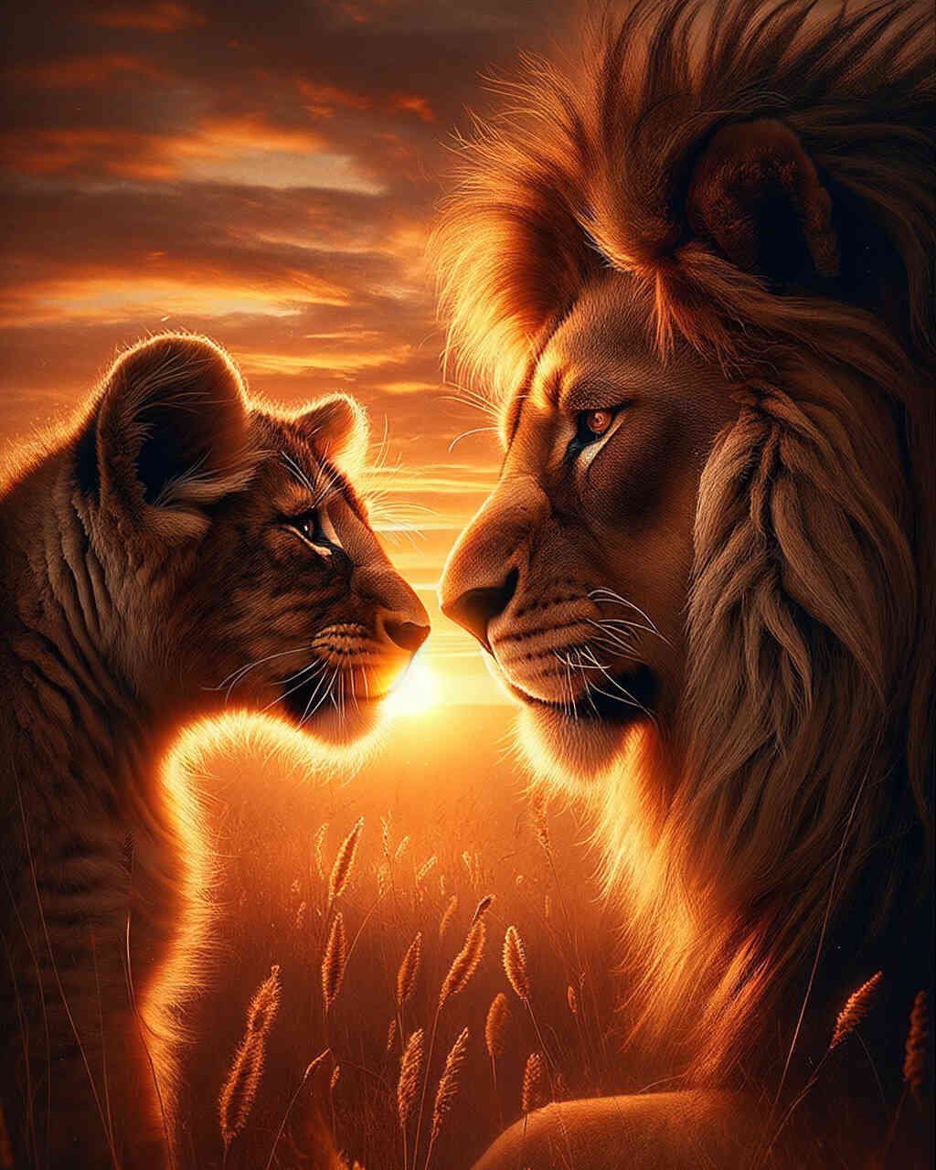 Diamond Painting - Löwe und Kind, innig