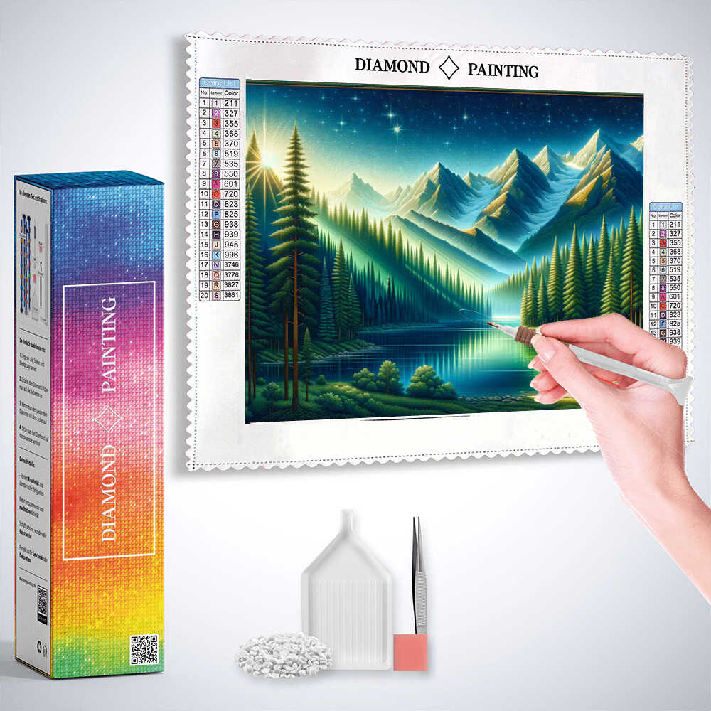 Diamond Painting - Berge und Waldsee