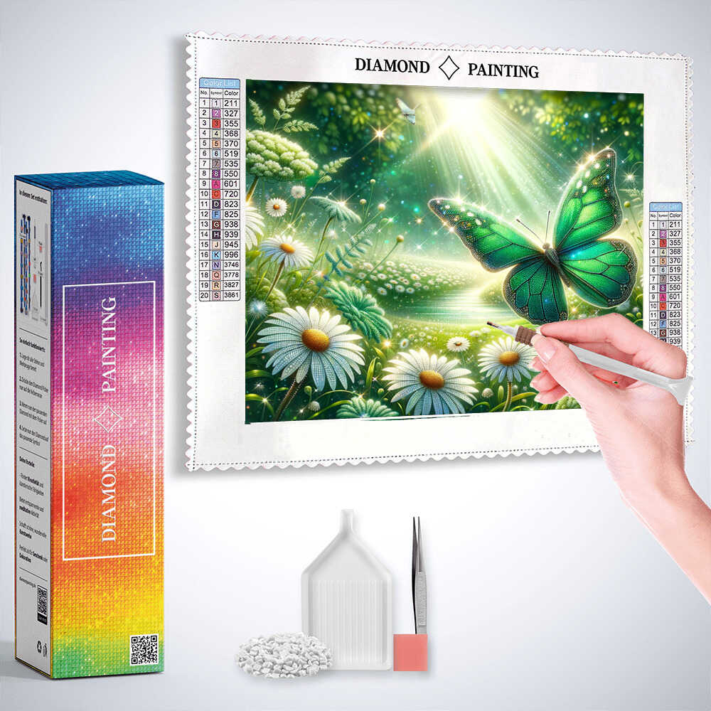 Diamond Painting - Margerithenwiese, Schmetterling