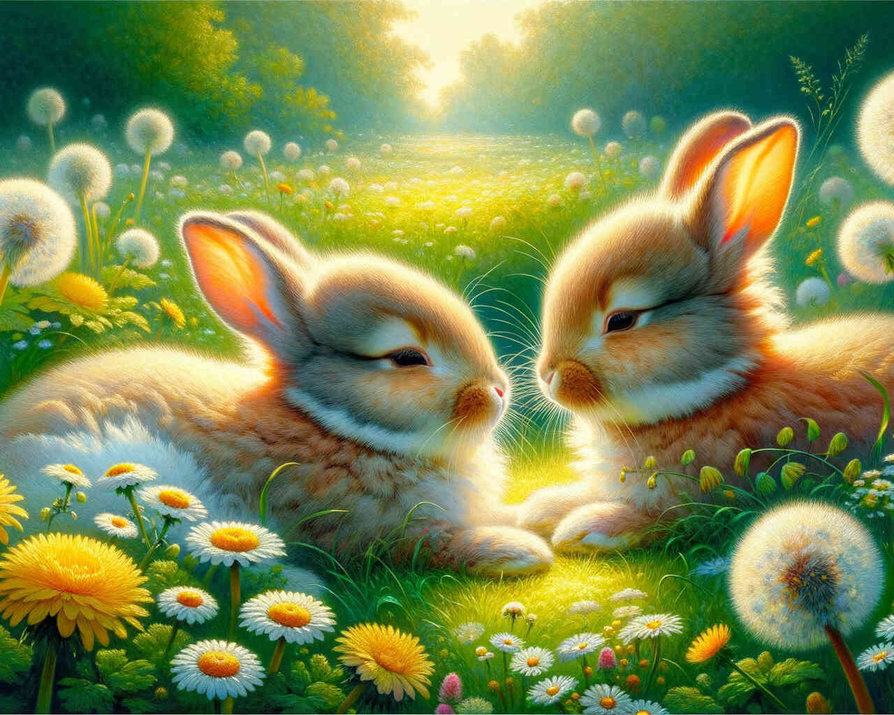 Diamond Painting - Kuschelnde Kaninchen