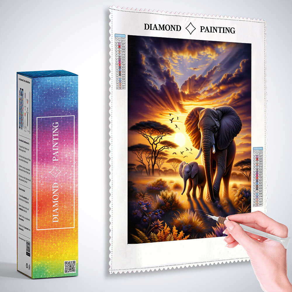 Diamond Painting - Elefant Mutter und Kalb