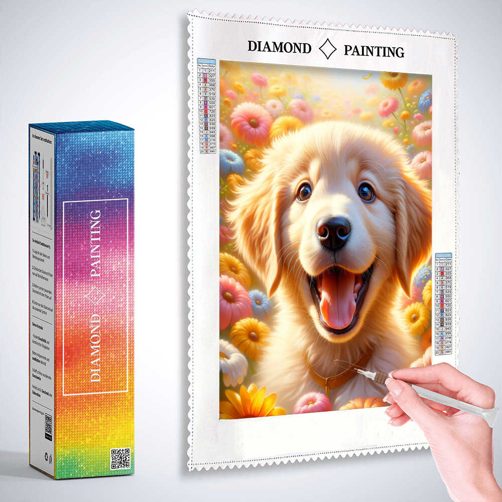 Diamond Painting - Welpe Goldenretriever