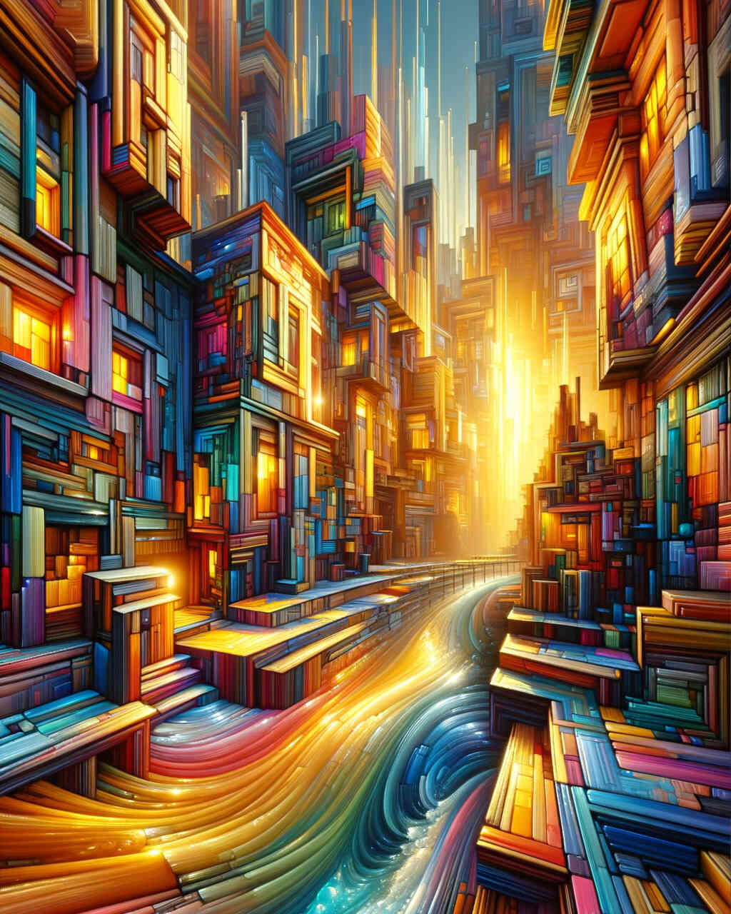 Diamond Painting - Schiefe abstrakte Stadt