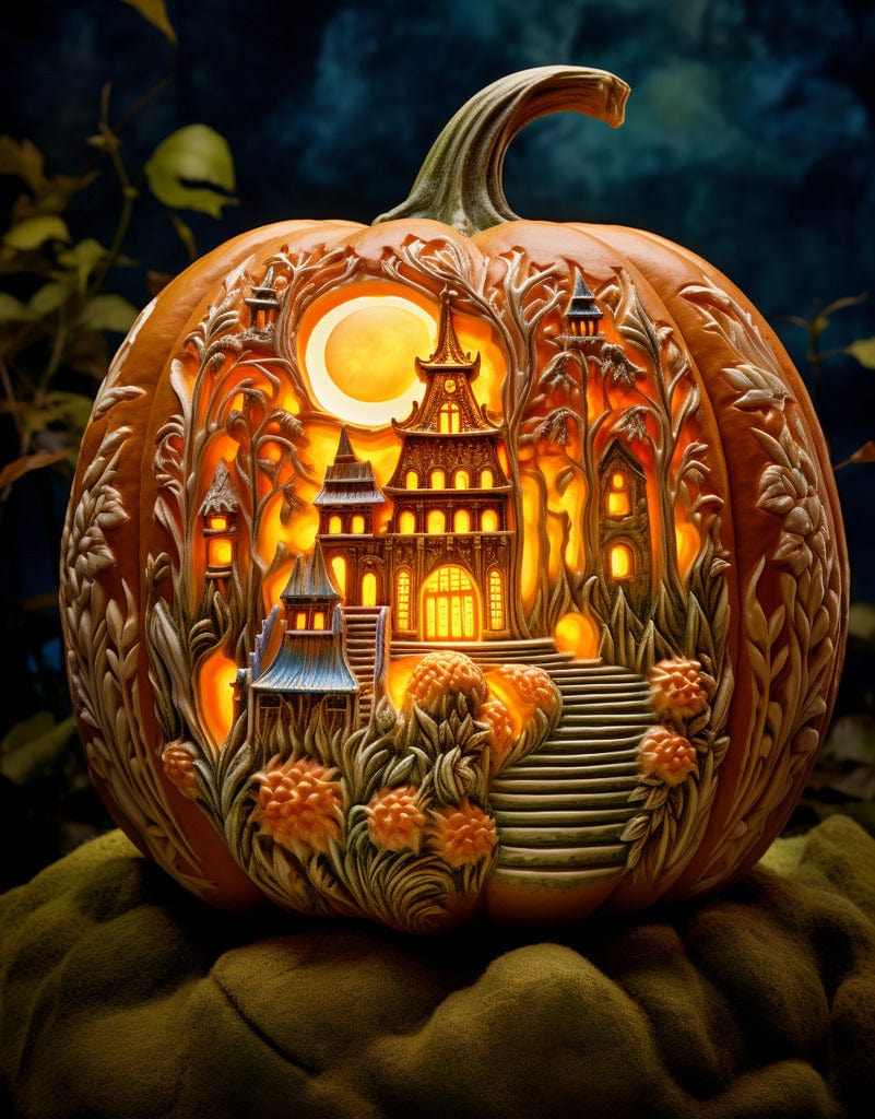 Diamond Painting - Halloween, beleuchteter Kürbis
