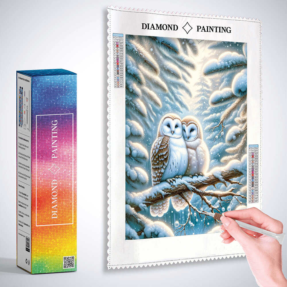 Diamond Painting - Eulenpaar auf Tannenast