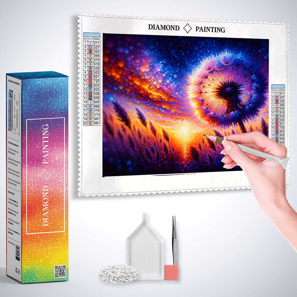 Diamond Painting - Pusteblume im Sonnenuntergang