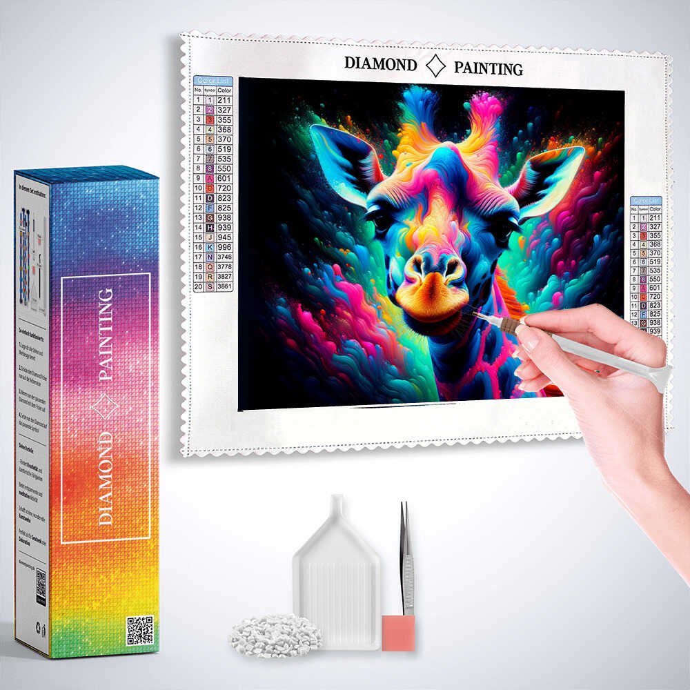 Diamond Painting - Giraffe, bunt und abstrakt