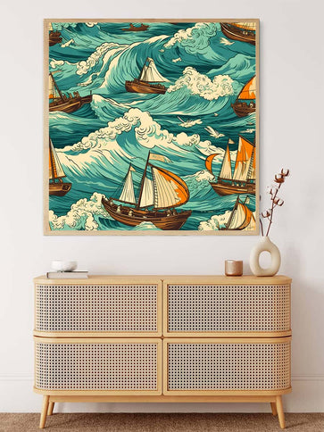 Diamond Painting - Schiffe auf See Paperart - gedruckt in Ultra-HD - Meer, Neu eingetroffen, Quadratisch, Schiff