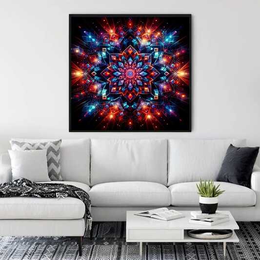 Diamond Painting - Mandala bunt auf Schwarz