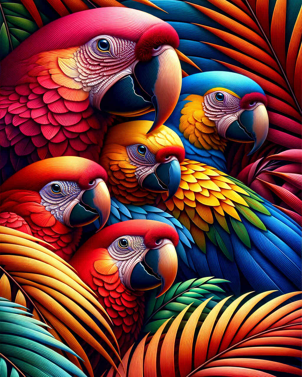 Diamond Painting - Papageienfamilie