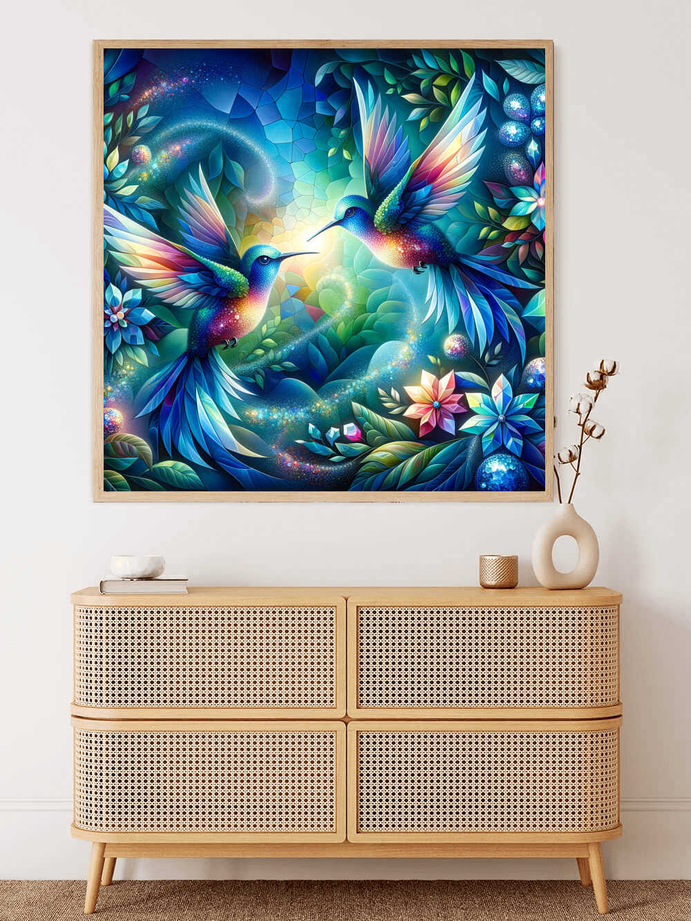 Diamond Painting - Kolibri in Blau und Grün