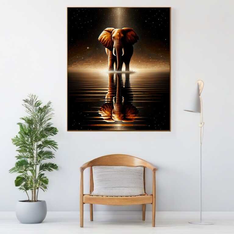 Diamond Painting - Spiegelbild, Elefant