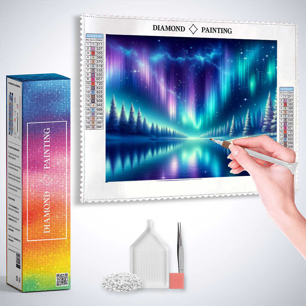Diamond Painting - Polarlichter in blau