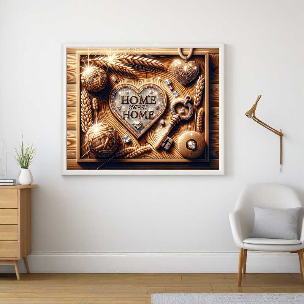 Diamond Painting - Home sweet home, Holzoptik