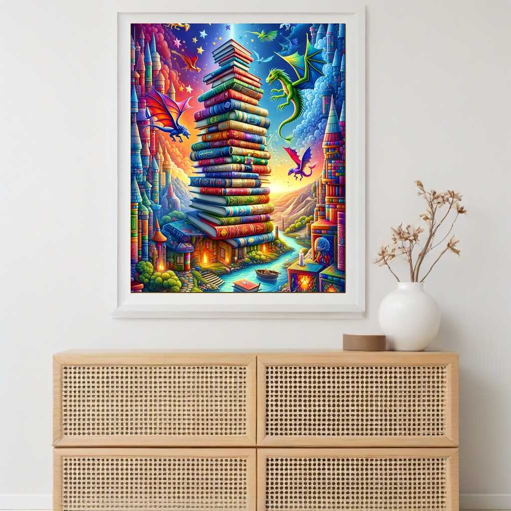 Diamond Painting - Bücherturm, Cartoon