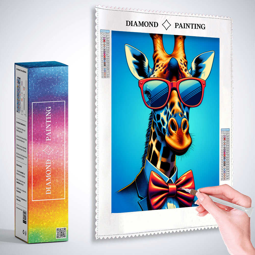 Diamond Painting - Giraffe mit Fliege und Brille