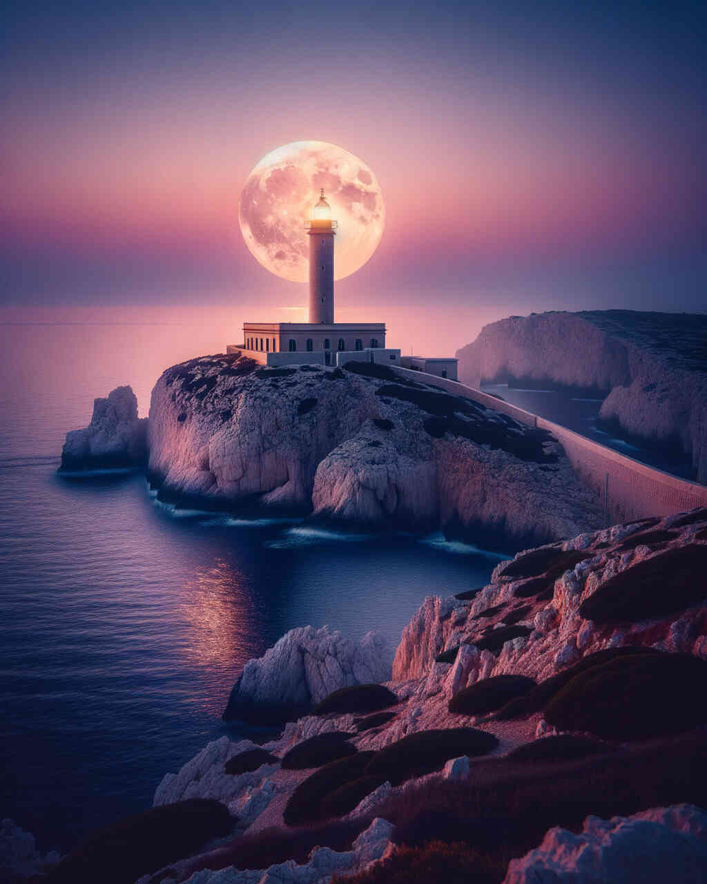 Diamond Painting - Leuchtturm, Vollmond