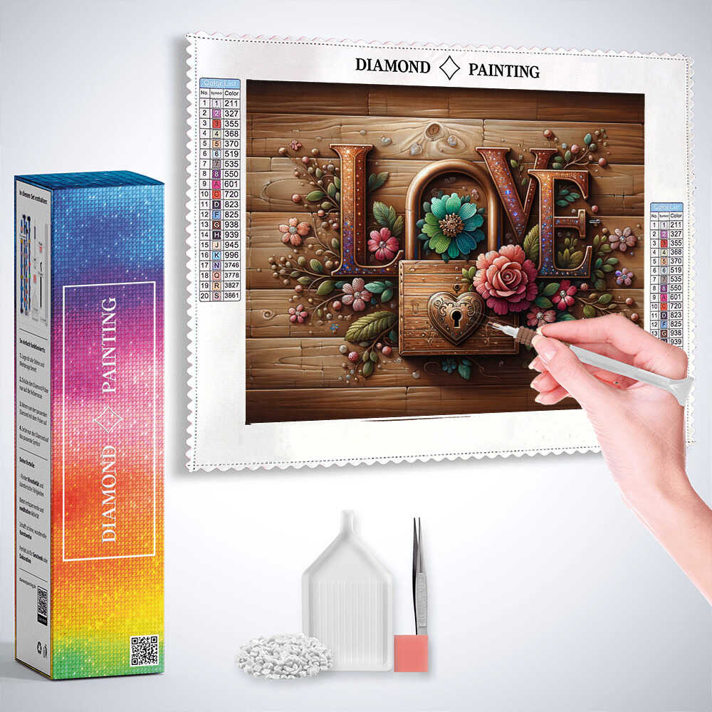 Diamond Painting - Love, Holzoptik