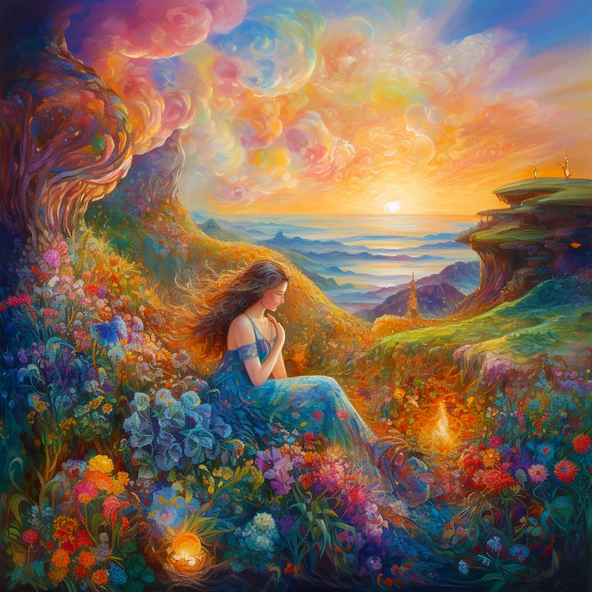 Diamond Painting - Verträumte Schönheit im Grünen - gedruckt in Ultra-HD - bekannte künstler, Josephine Wall, Neu eingetroffen, Quadratisch
