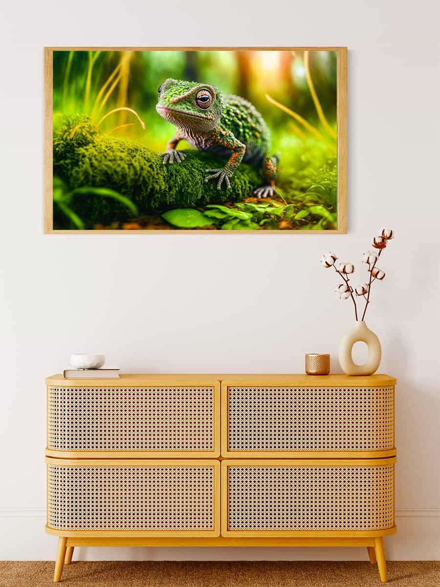 Diamond Painting - Chamäleon in Grün - gedruckt in Ultra-HD - Chamäleon, Horizontal, Wald