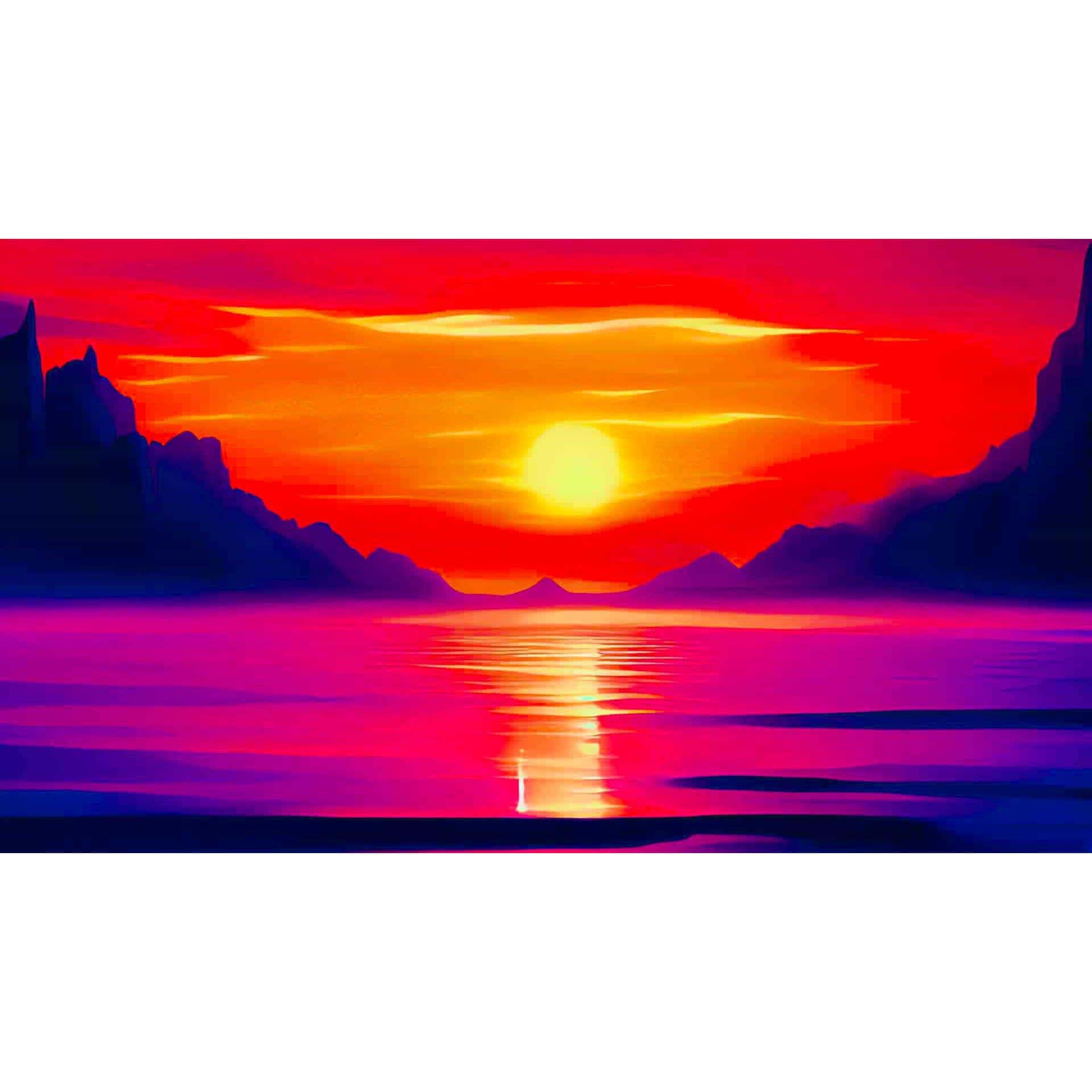 Diamond Painting - Berge Meer und Sonnenaufgang - gedruckt in Ultra-HD - Berge, Horizontal, Meer